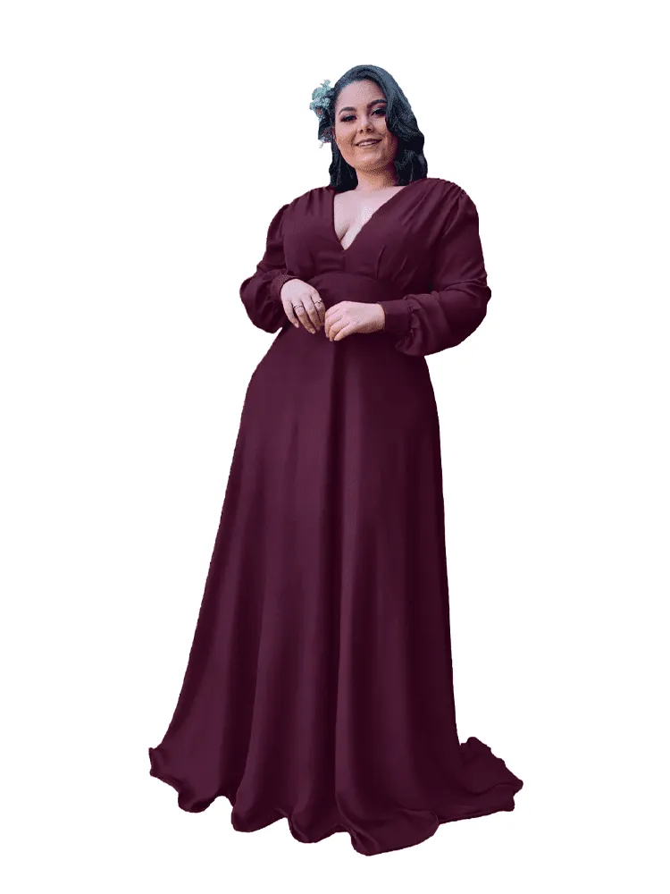 Vestido Longo de Festa Caroline Roxo Profundo