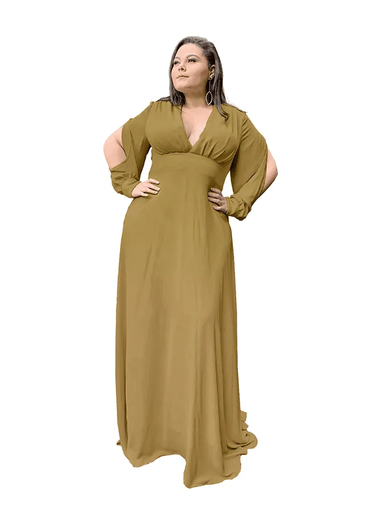 Vestido Longo de Festa Solange Mostarda Escuro
