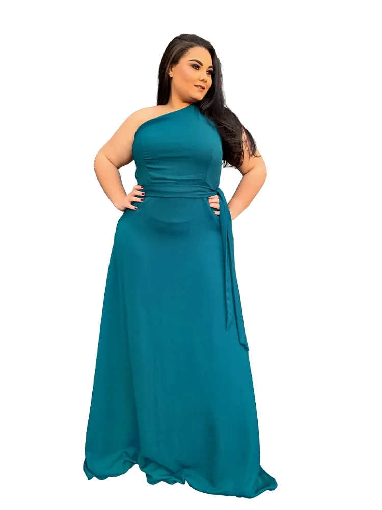 Vestido Madrinha de Casamento Sober Azul Petróleo