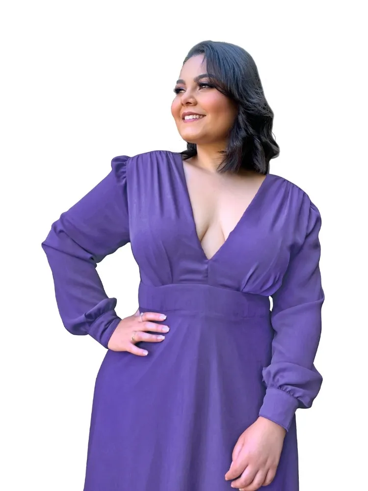 Vestido Longo de Festa Caroline Lilás Intenso