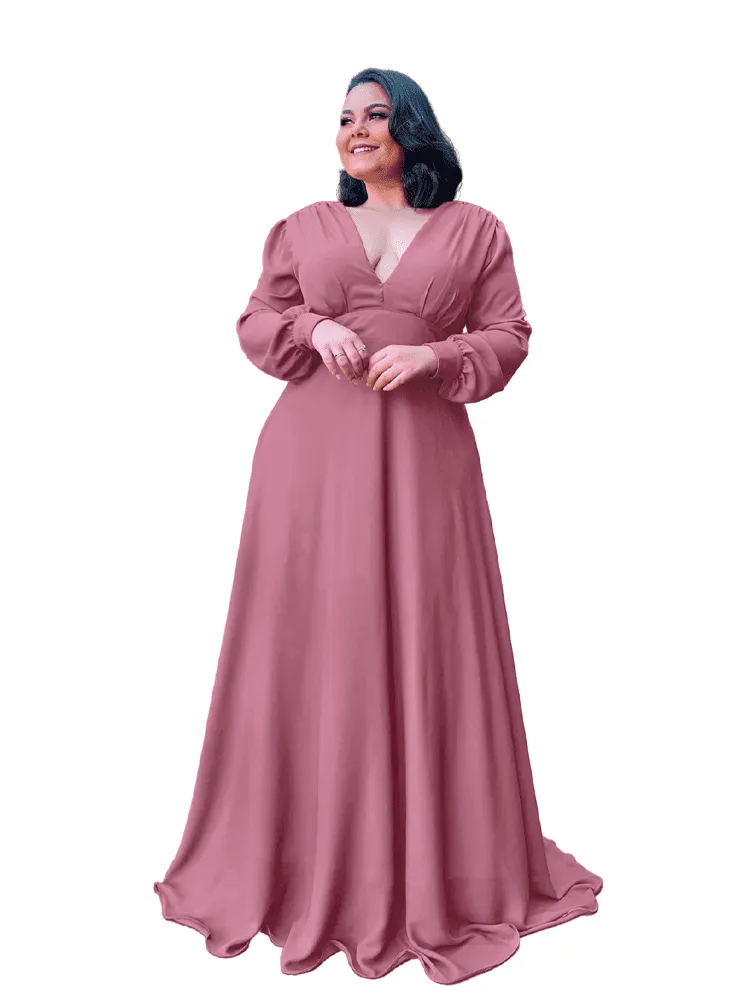 Vestido Longo de Festa Caroline Malva Suave