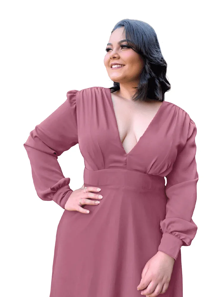 Vestido Longo de Festa Caroline Malva Suave