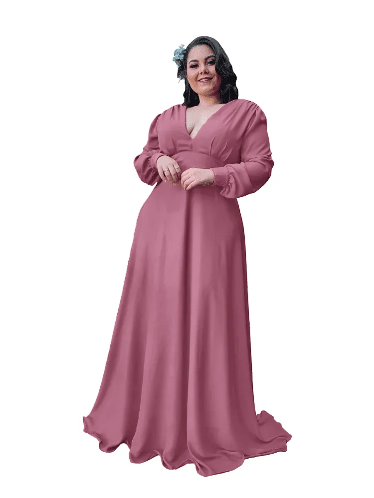 Vestido Longo de Festa Caroline Malva Suave