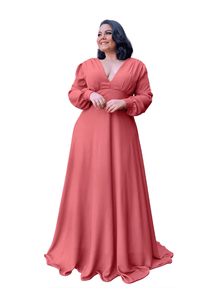 Vestido Longo de Festa Caroline Rosa Envelhecido