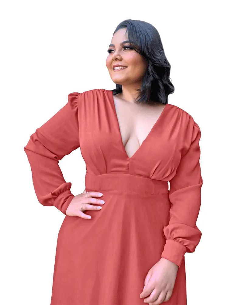 Vestido Longo de Festa Caroline Rosa Envelhecido