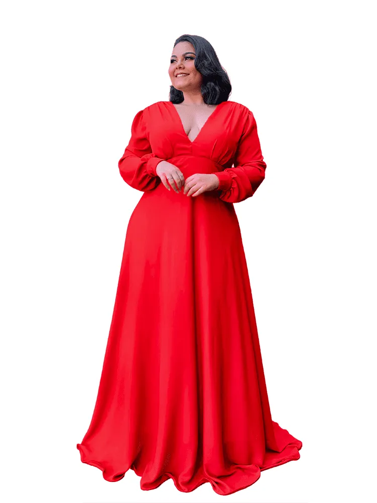 Vestido Longo de Festa Caroline Vermelho Cardeal