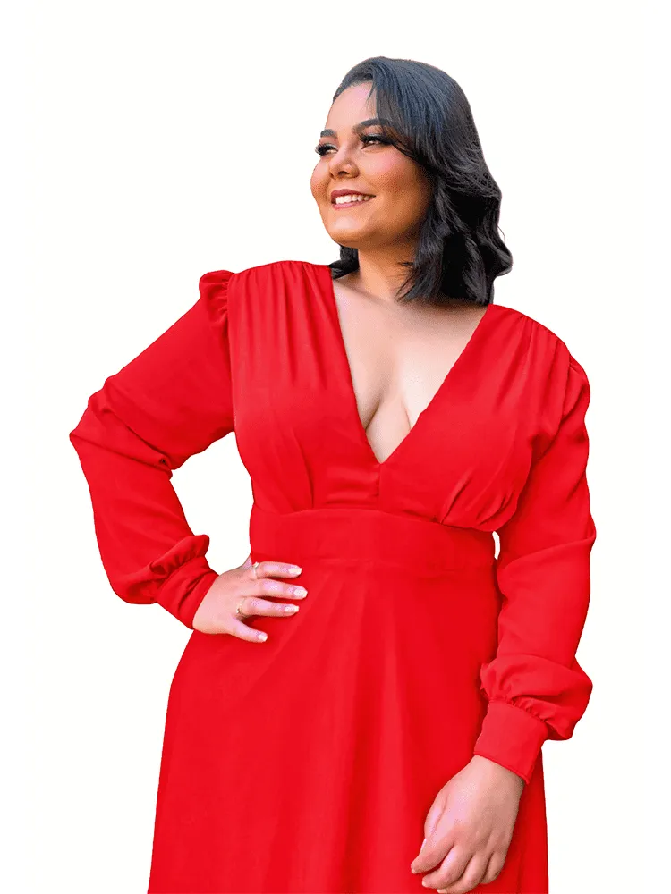 Vestido Longo de Festa Caroline Vermelho Cardeal