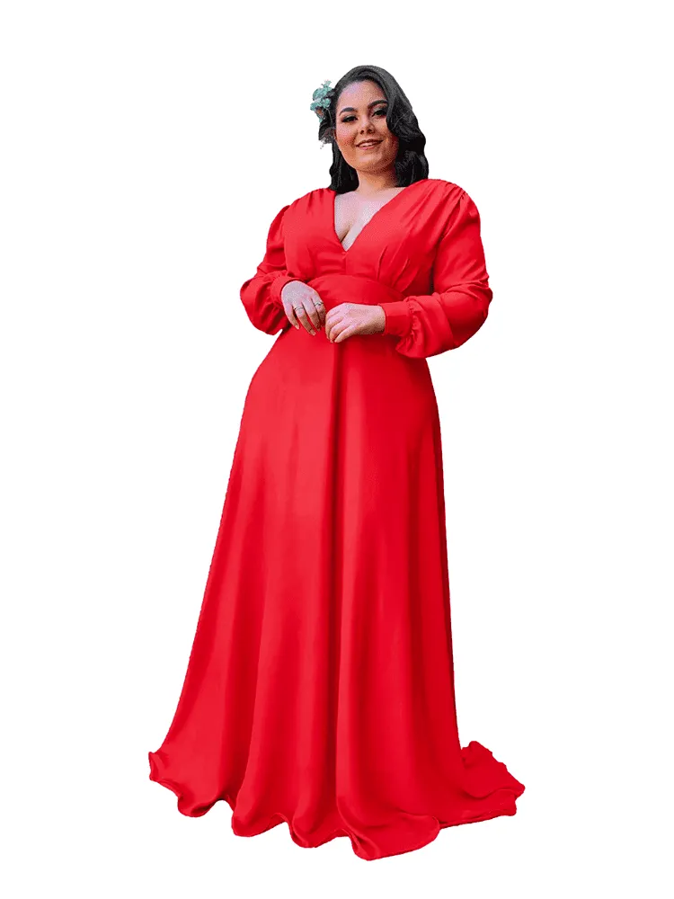 Vestido Longo de Festa Caroline Vermelho Cardeal
