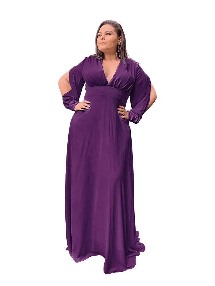 Vestido Longo de Festa Solange Marsala Uva