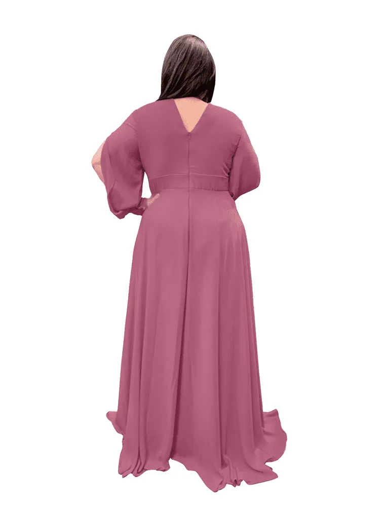 Vestido Longo de Festa Solange Malva Suave