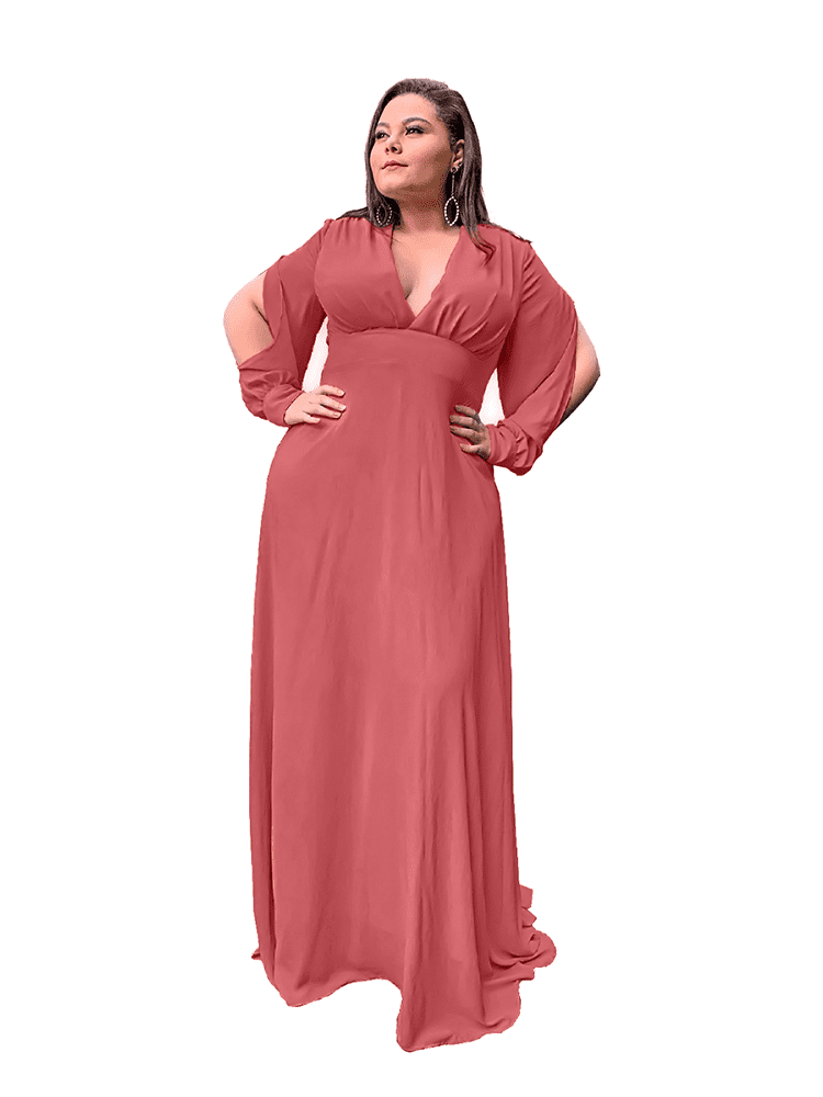 Vestido Longo de Festa Solange Rosa Envelhecido