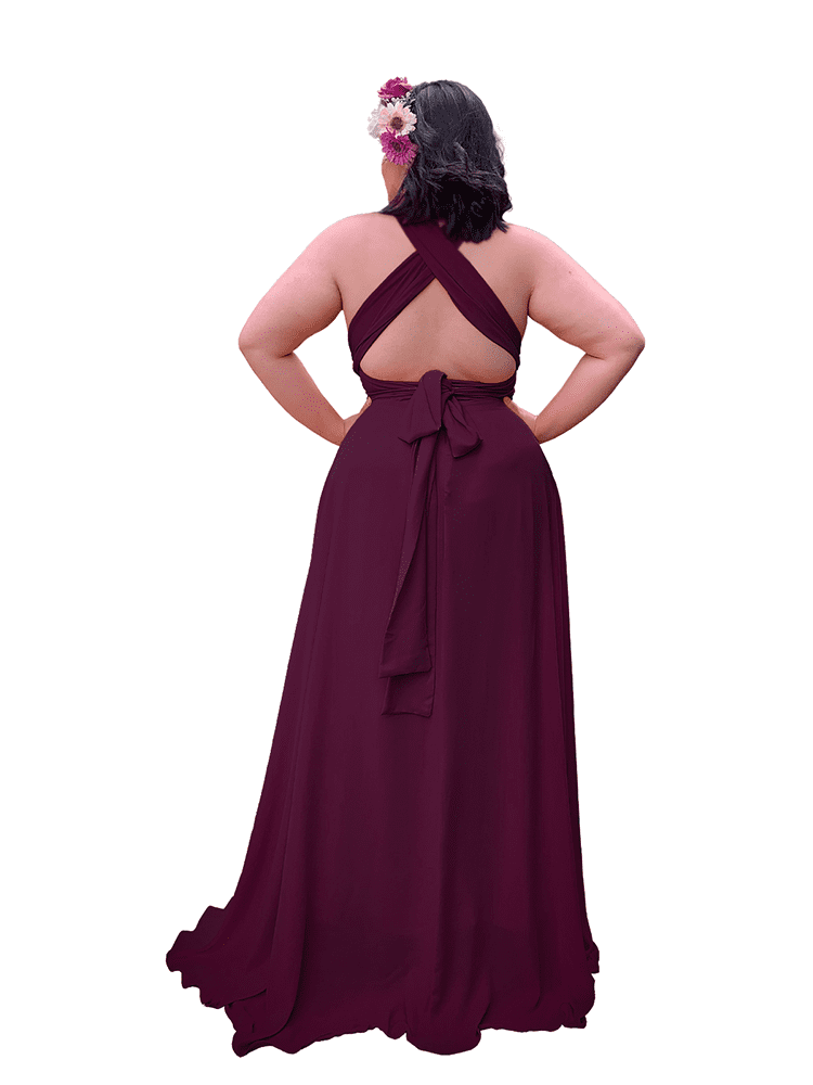 Vestido Madrinha de Casamento Multiformas Anathan Roxo Profundo