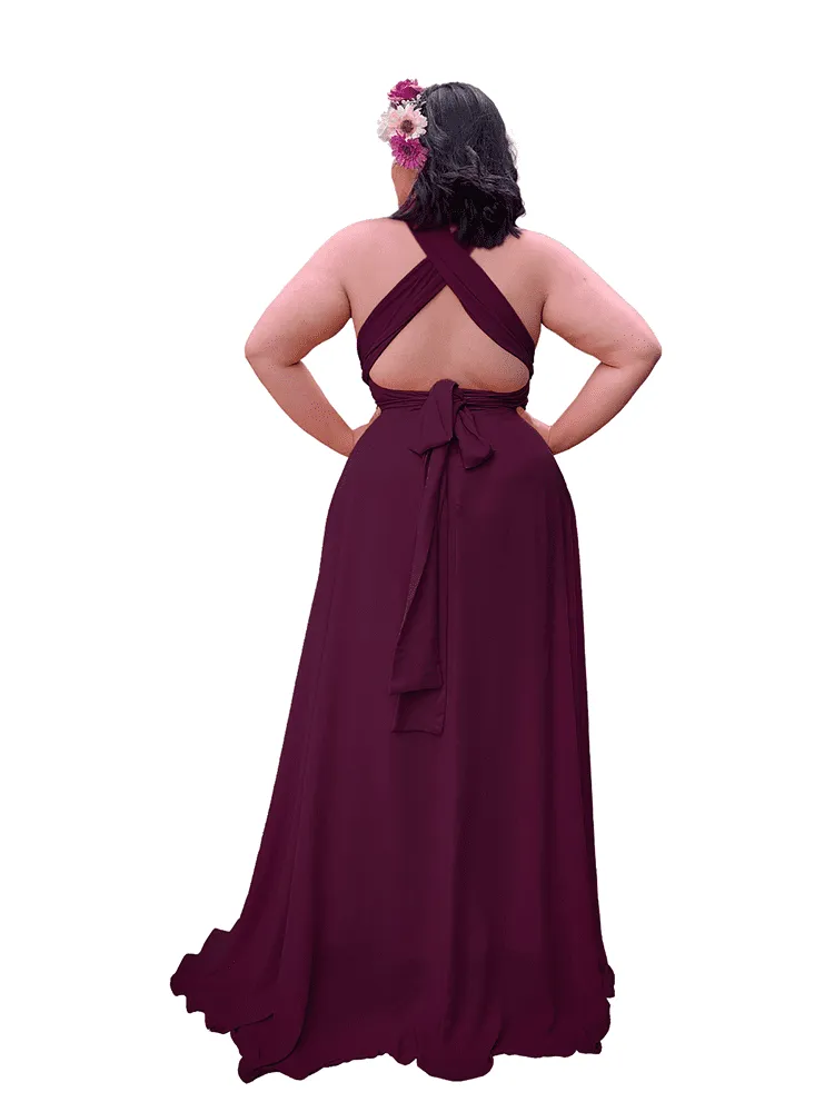 Vestido Madrinha de Casamento Multiformas Anathan Roxo Profundo