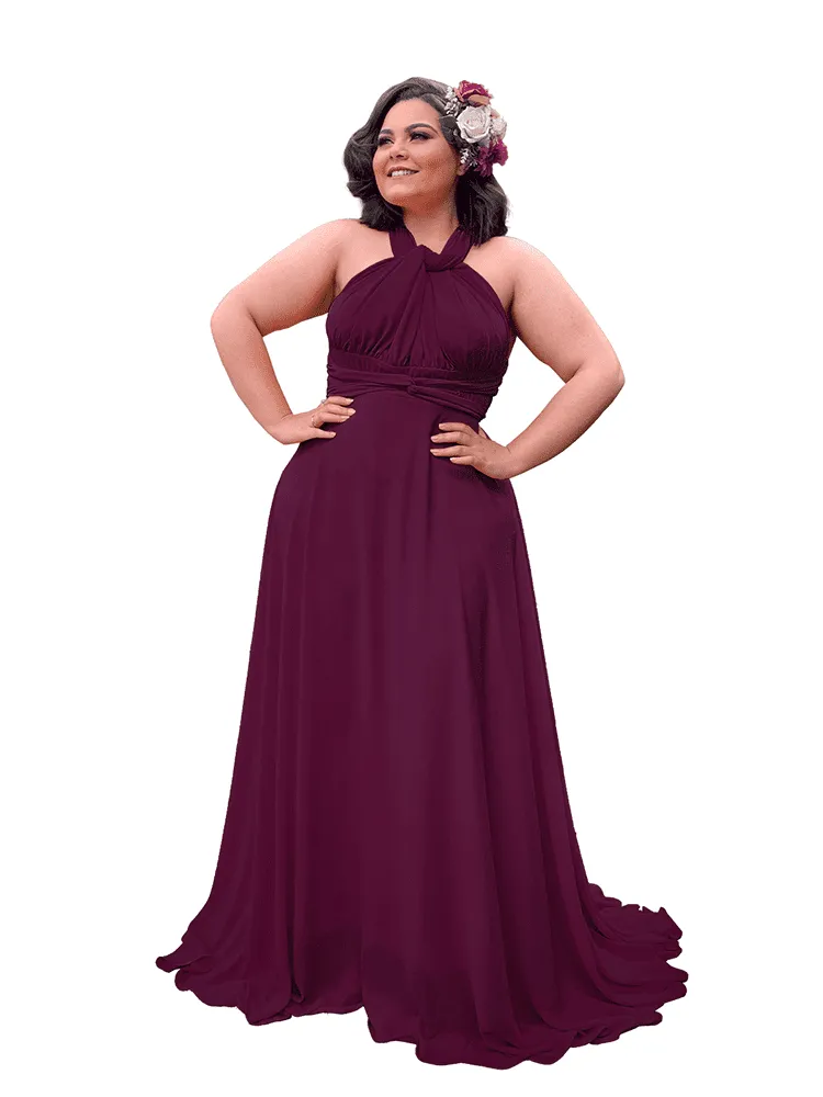 Vestido Madrinha de Casamento Multiformas Anathan Roxo Profundo
