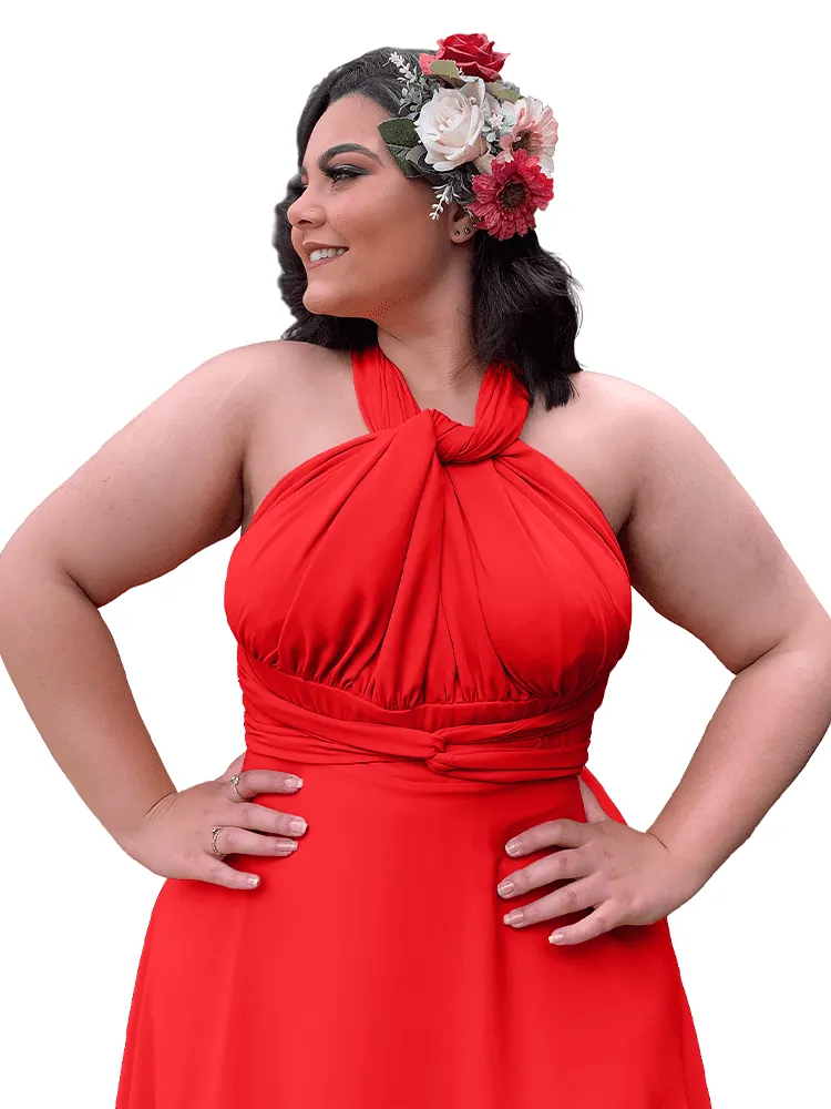 Vestido Madrinha de Casamento Multiformas Anathan Vermelho 