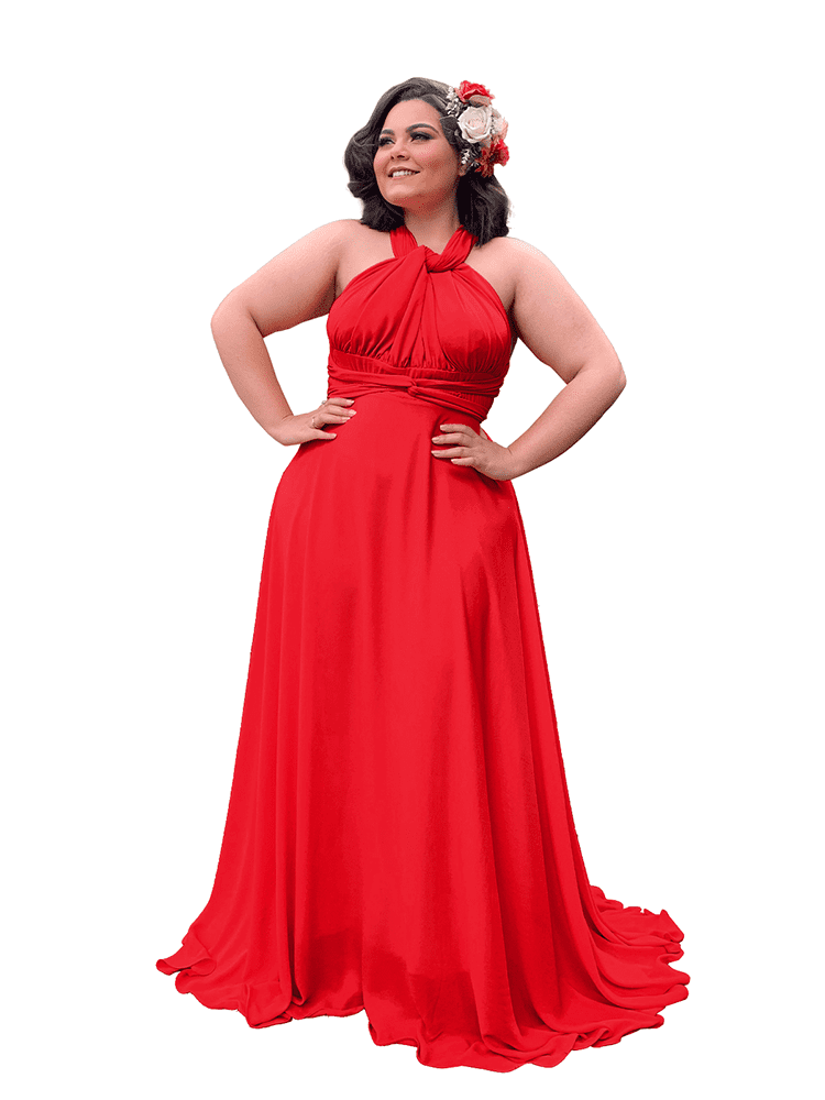 Vestido Madrinha de Casamento Multiformas Anathan Vermelho Cardeal
