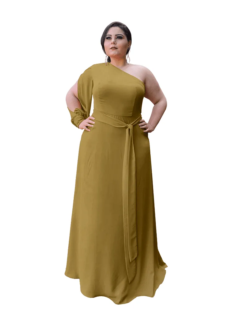 Vestido de Festa Nara Mostarda Escuro