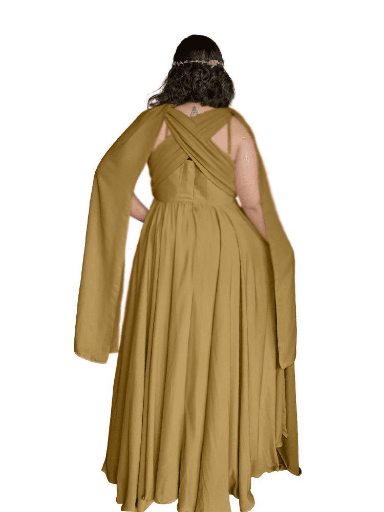 Vestido de Madrinha de Casamento Grace Mostarda Escuro