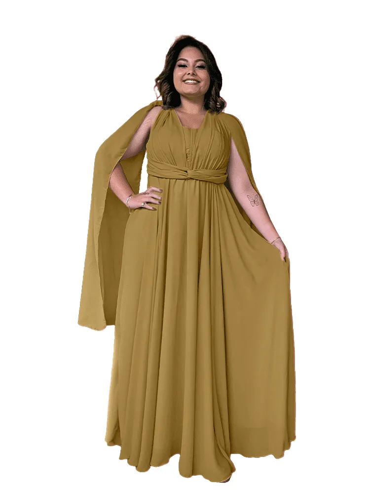 Vestido de Madrinha de Casamento Grace Mostarda Escuro