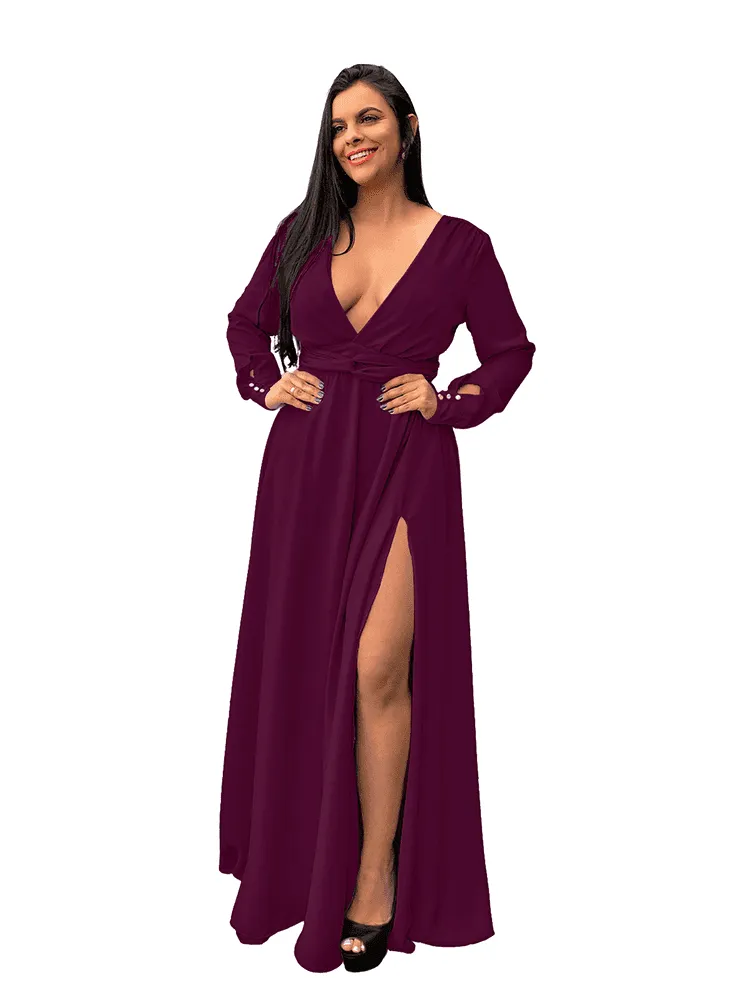Vestido Madrinha de Casamento Amanda Roxo Profundo