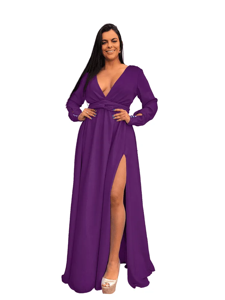 Vestido Madrinha de Casamento Amanda Marsala Uva