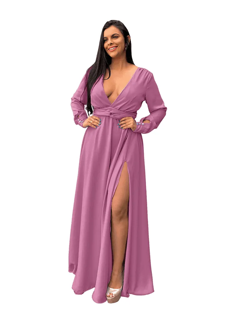 Vestido Madrinha de Casamento Amanda Malva Suave