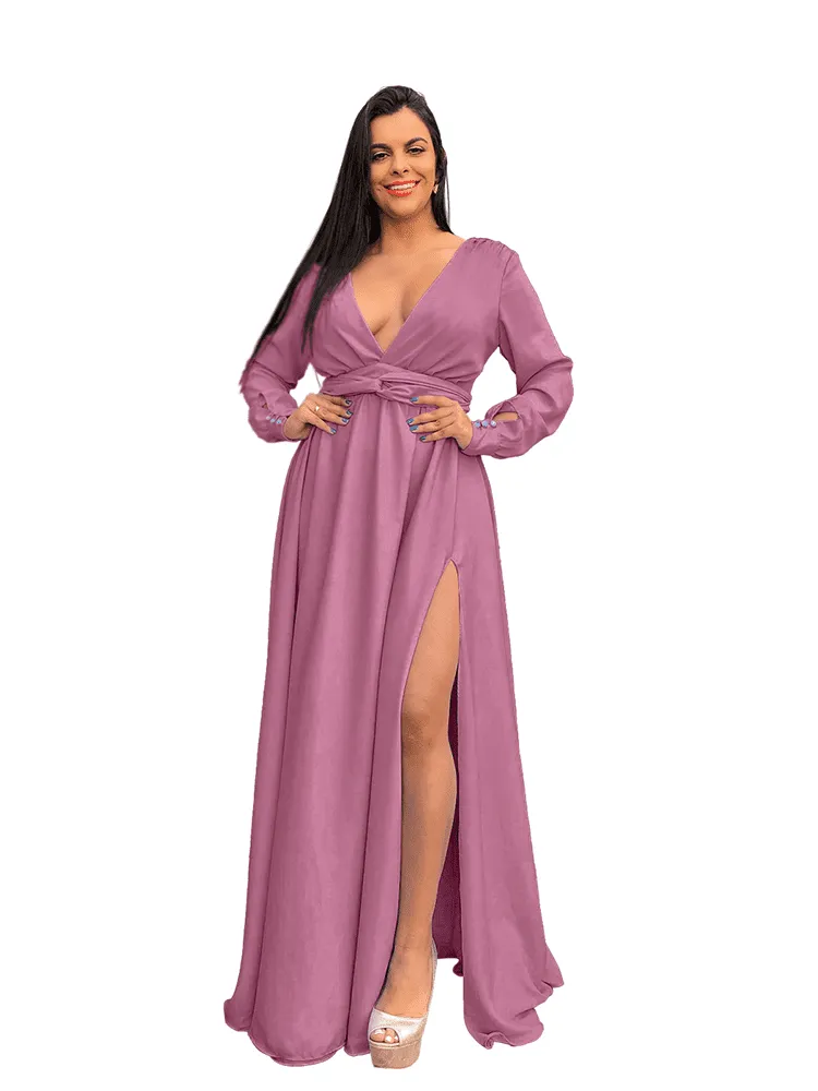 Vestido Madrinha de Casamento Amanda Malva Suave