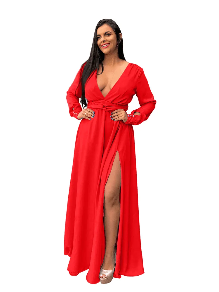 Vestido Madrinha de Casamento Amanda Vermelho Cardeal