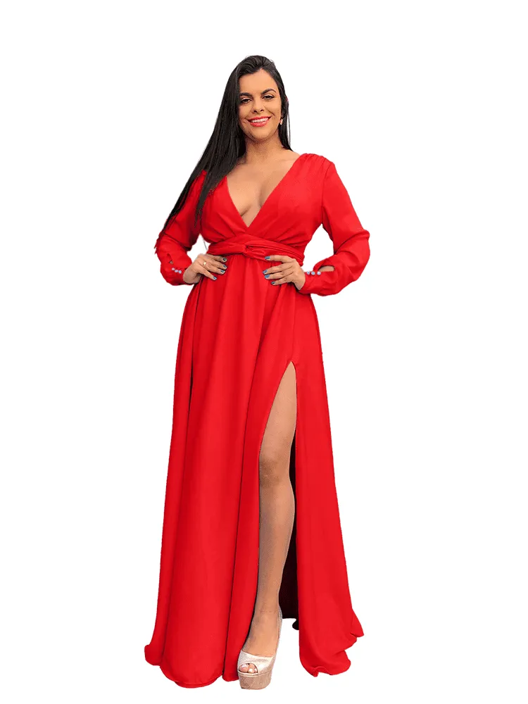 Vestido Madrinha de Casamento Amanda Vermelho Cardeal