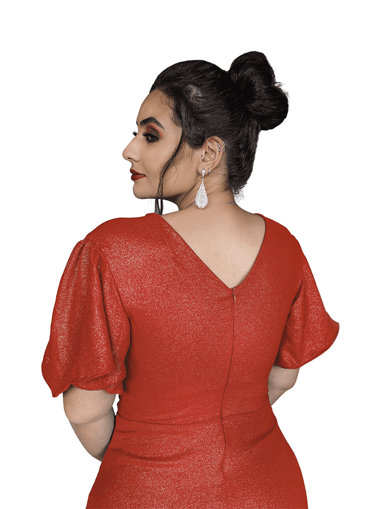 Vestido Longo de Festa Terracota Brilhante Luana