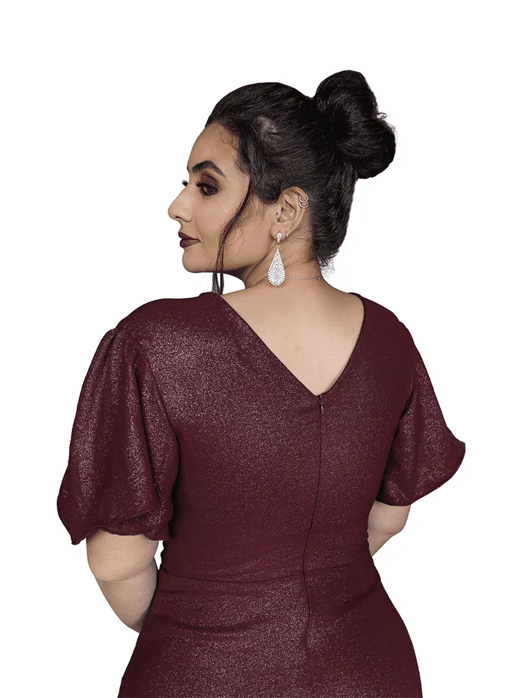Vestido Longo de Festa Marsala Brilhante Luana