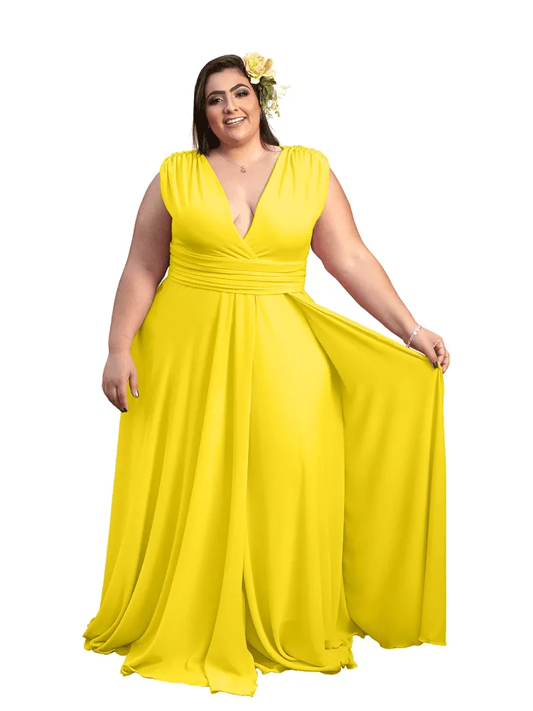 Vestido Madrinha Casamento Alice Fan Amarelo