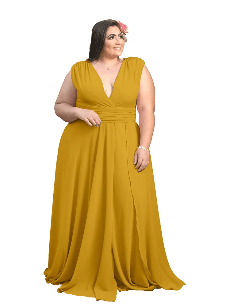 Vestido Madrinha Casamento Alice Fan Mostarda