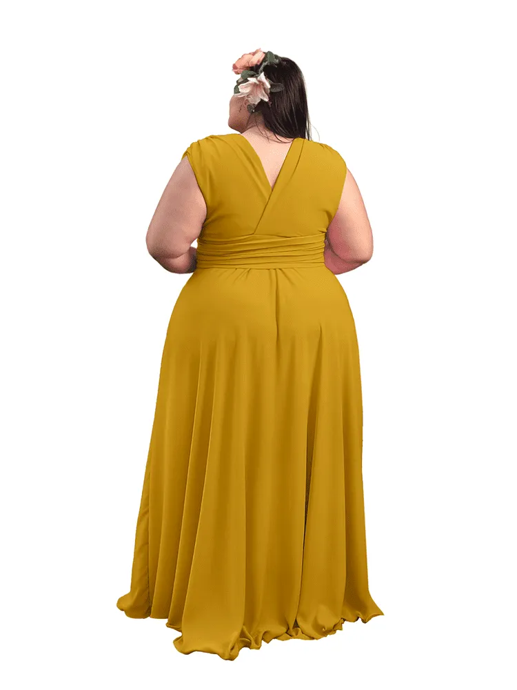 Vestido Madrinha Casamento Alice Fan Mostarda