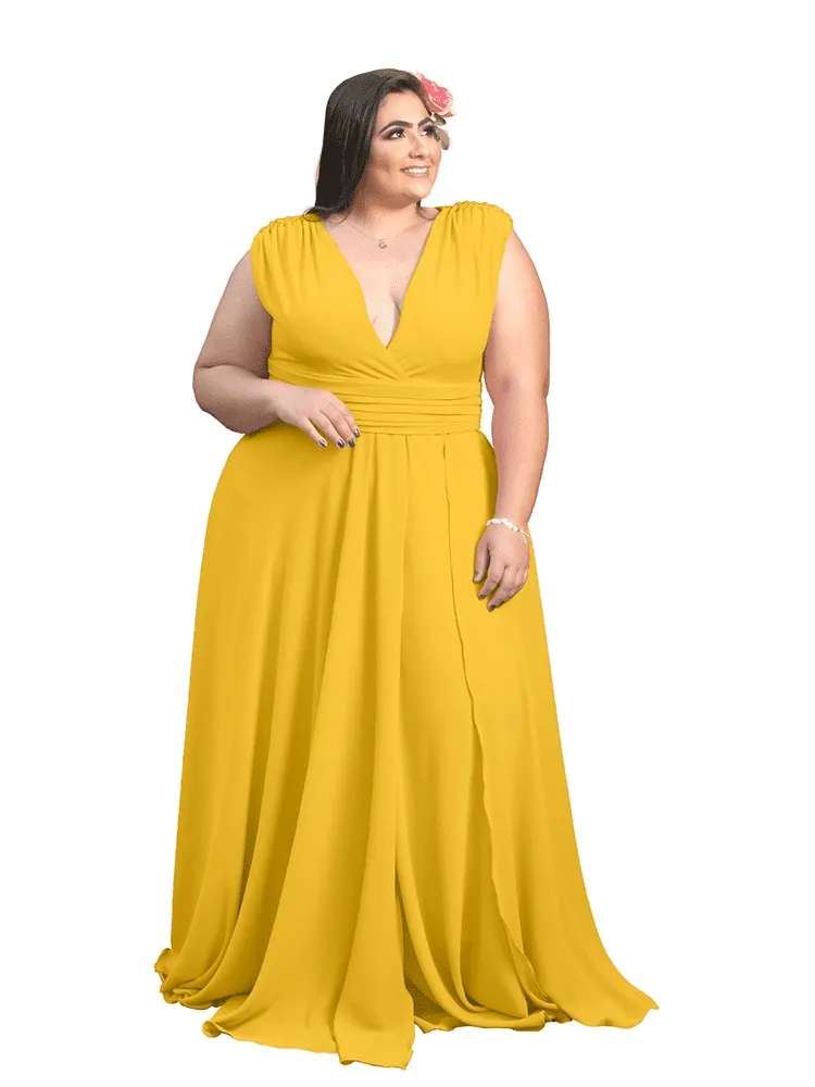 Vestido Madrinha Casamento Alice Fan Dourado