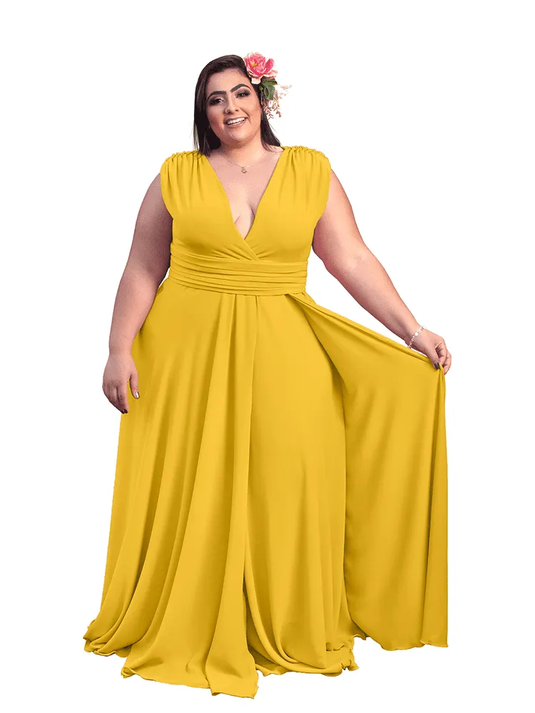 Vestido Madrinha Casamento Alice Fan Dourado