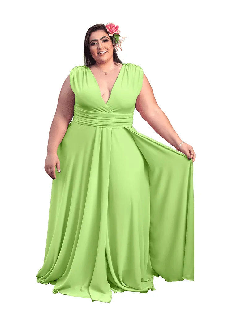 Vestido Madrinha Casamento Alice Fan Verde Limão