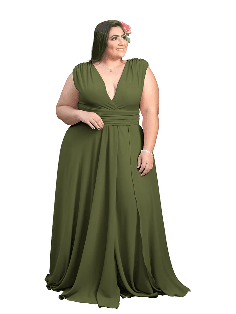 Vestido Madrinha Casamento Alice Fan Verde Oliva
