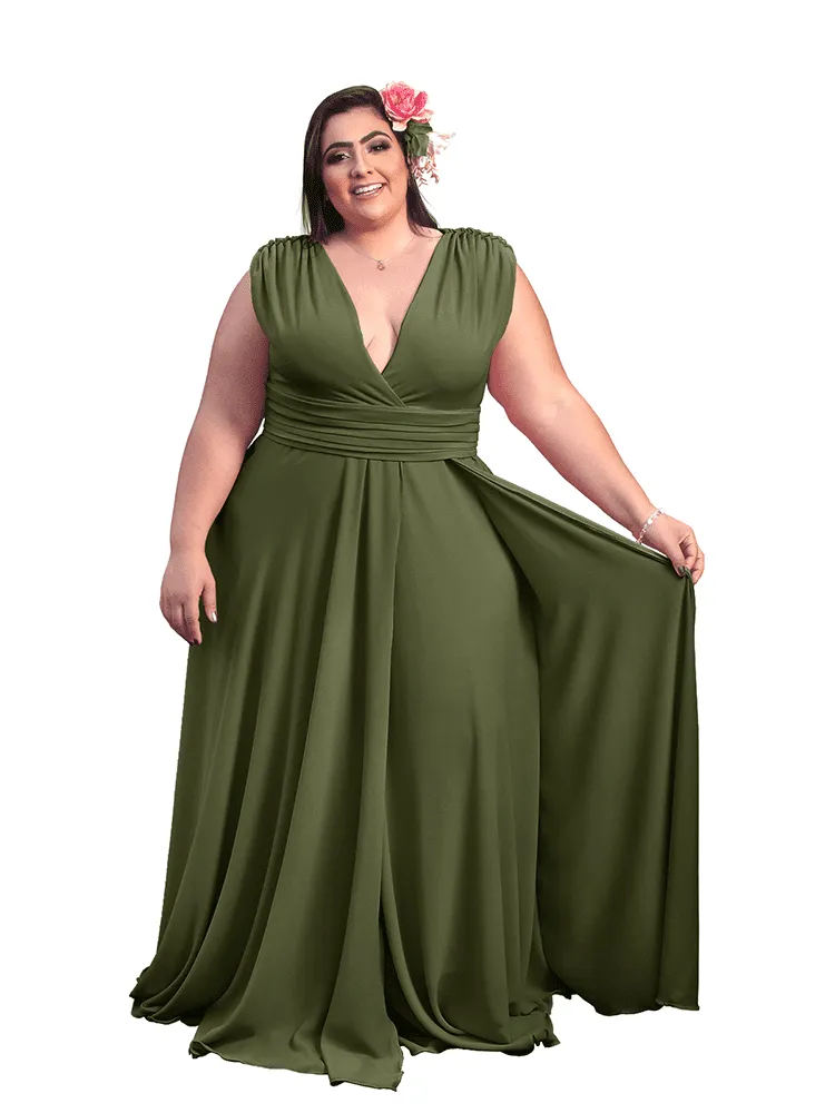 Vestido Madrinha Casamento Alice Fan Verde Oliva