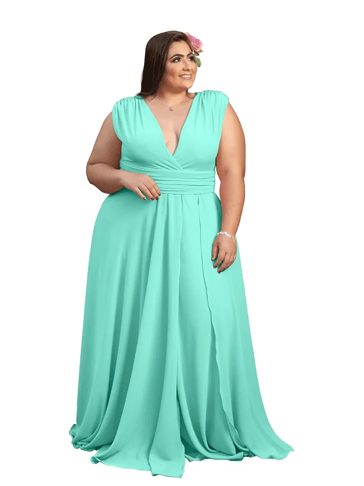 Vestido Madrinha Casamento Alice Fan Verde Água