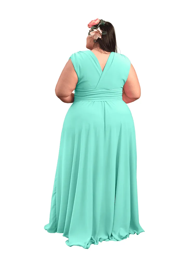 Vestido Madrinha Casamento Alice Fan Verde Água