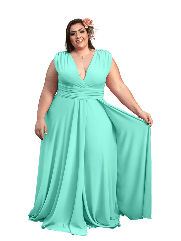 Vestido Madrinha Casamento Alice Fan Verde Água