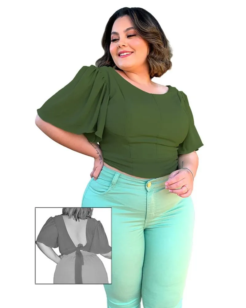 Cropped Dalila Verde Militar