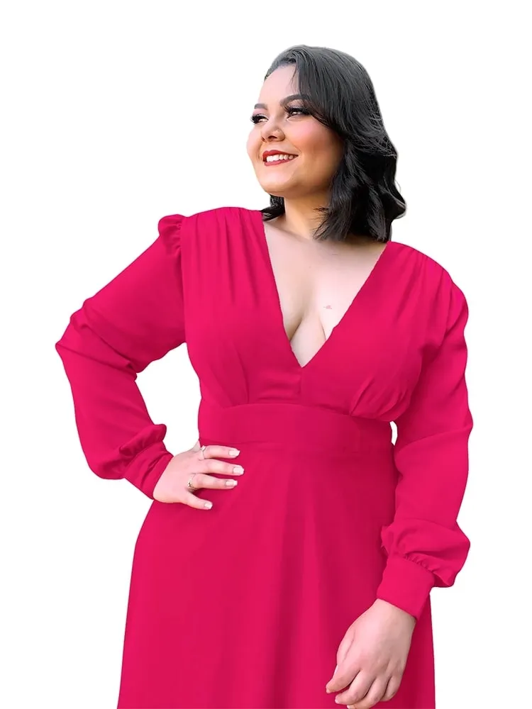 Vestido Longo de Festa Caroline Rosa Pink