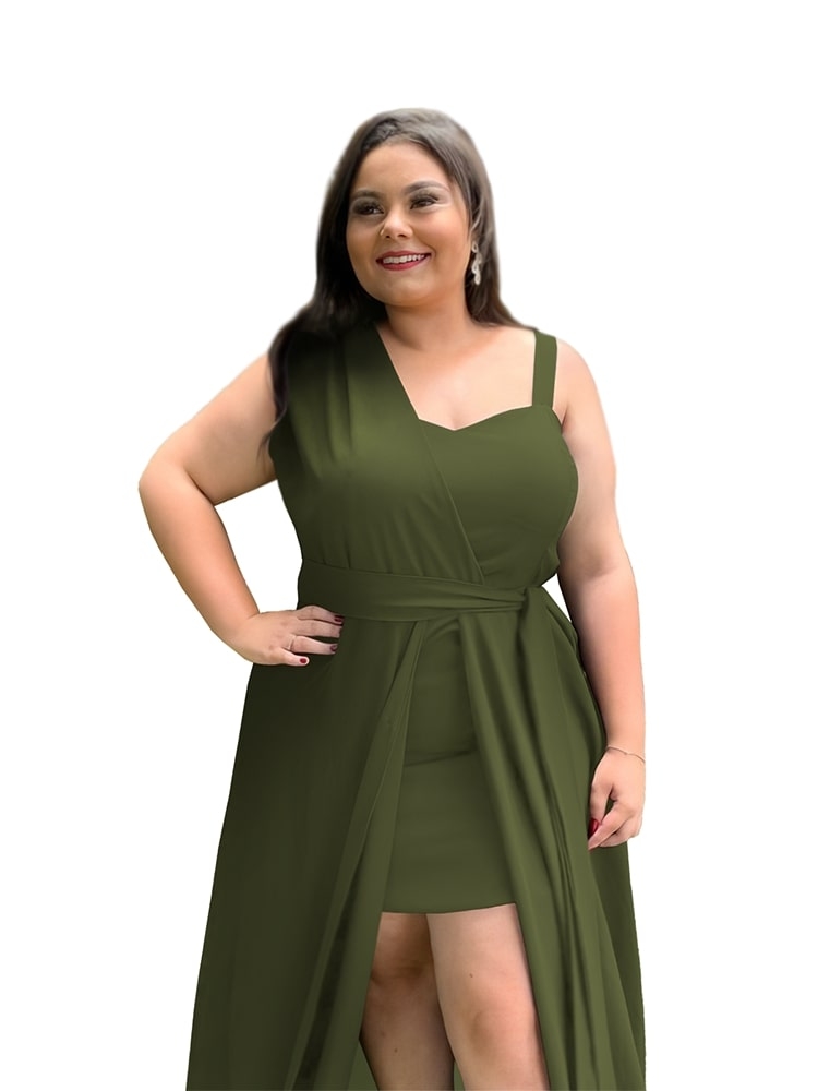 Vestido Madrinha Casamento Areta Verde Militar