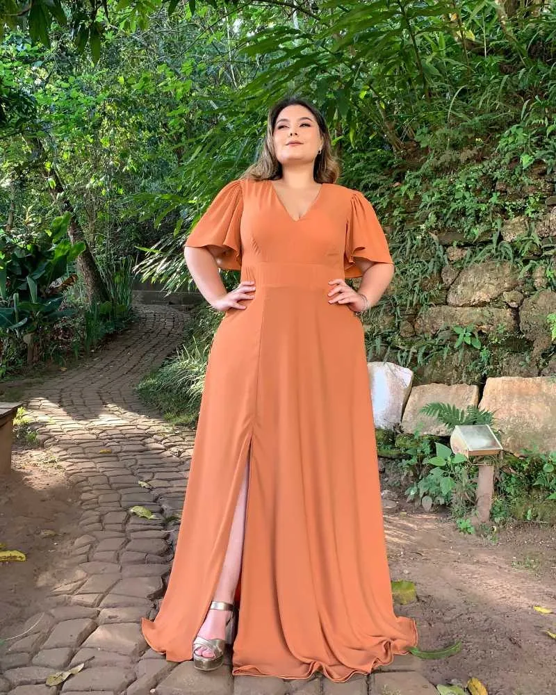 Vestido Madrinha de Casamento Terracota Linara