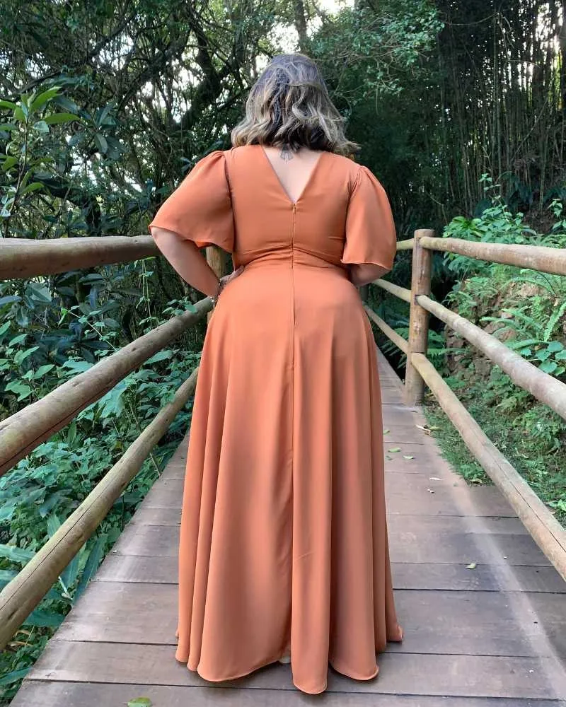 Vestido Madrinha de Casamento Terracota Linara