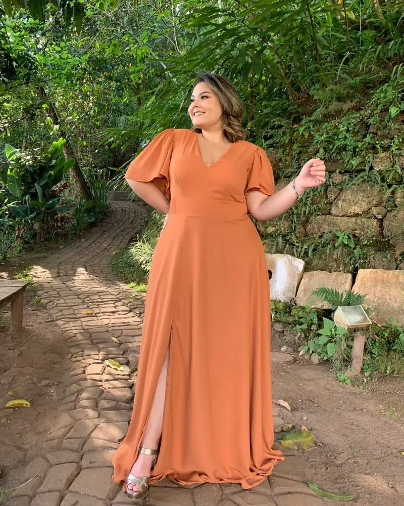 Vestido Madrinha de Casamento Terracota Linara