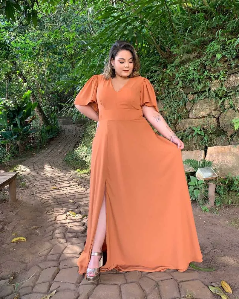 Vestido Madrinha de Casamento Terracota Linara