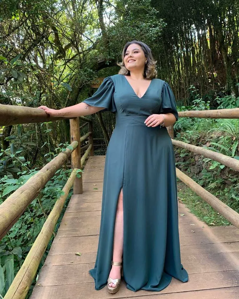 Vestido Madrinha de Casamento Verde Esmeralda Linara